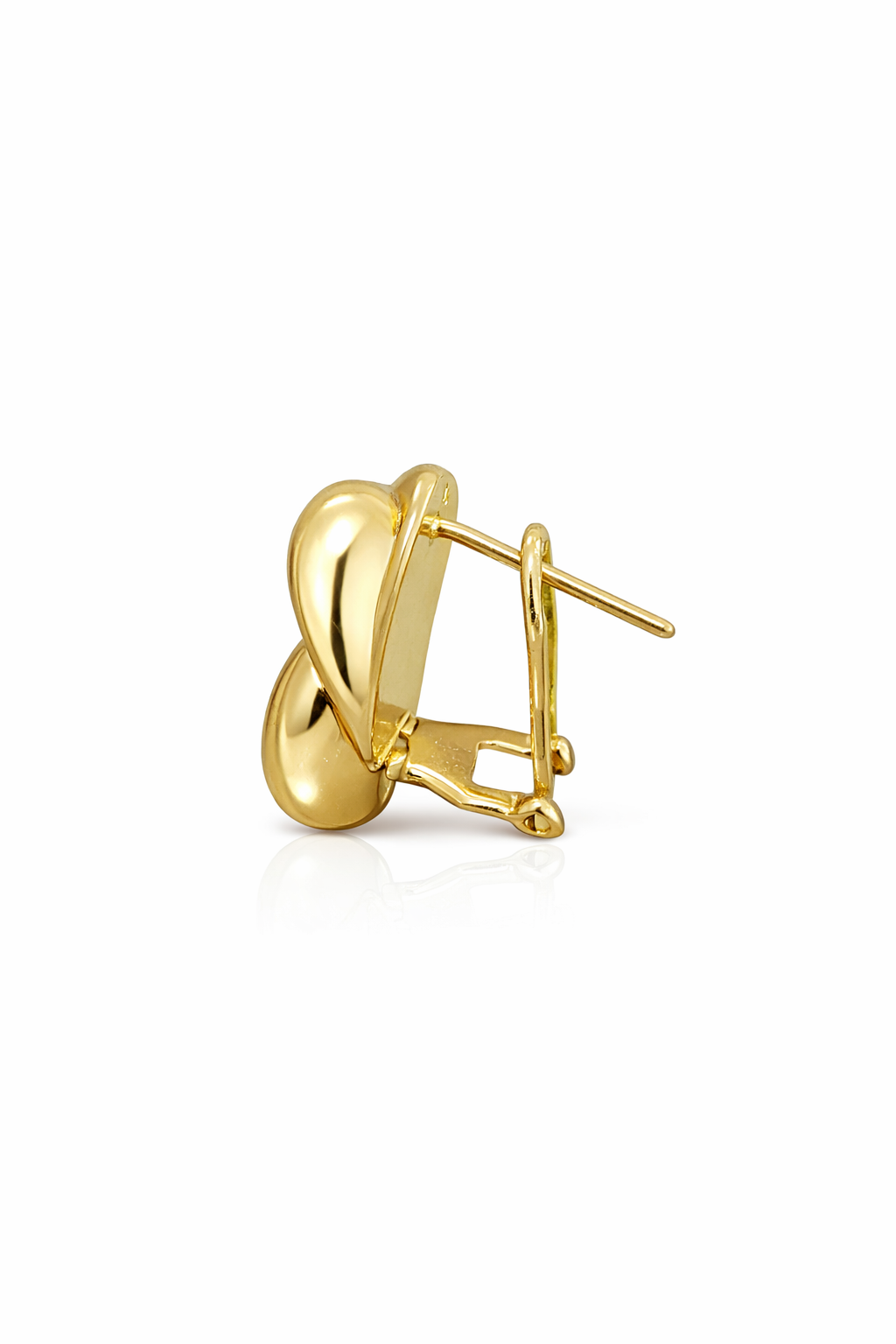 10KT MODERN ROUND KNOT OMEGA BACK EARRINGS  Weigth 3.3GR