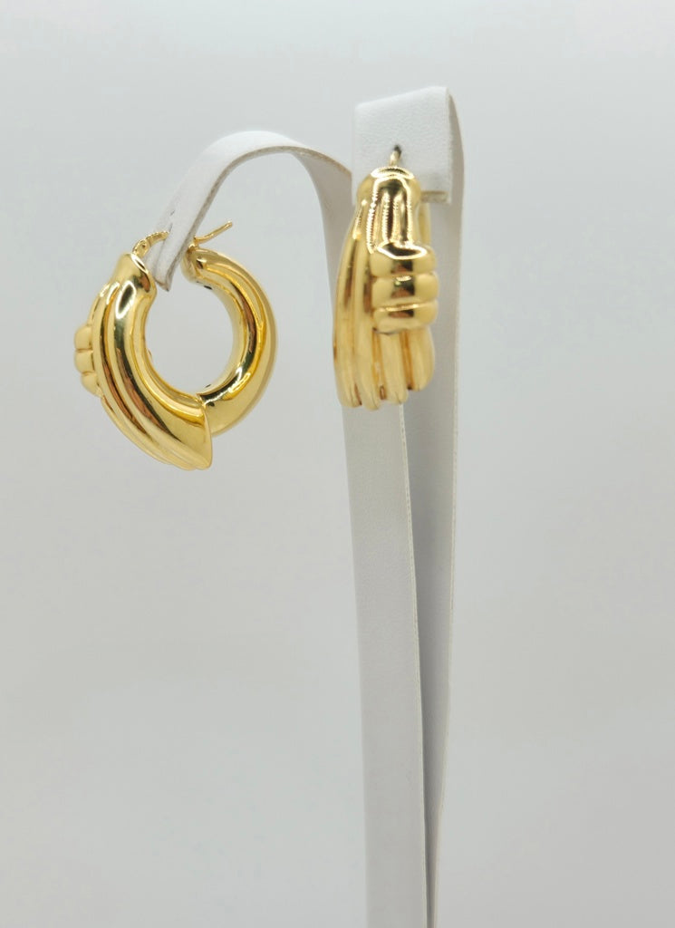 10KT MODERN ROMAN STYLE HOOPS EARRINGS Weight 6.6GR