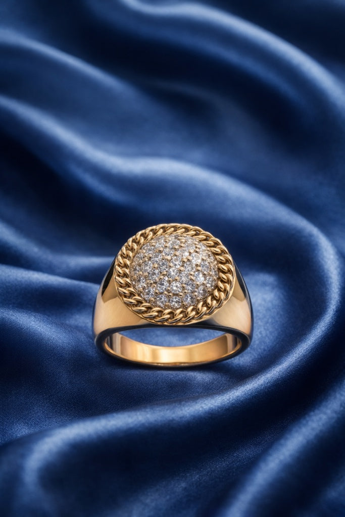 10KT ROUND ROPE CZ DETAIL RING Weight 7.2GR