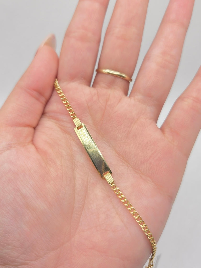 10KT SEMISOLID MIAMI CUBAN BABY ID BRACELET Size 6INCH 2.5MM Weigth 2GR