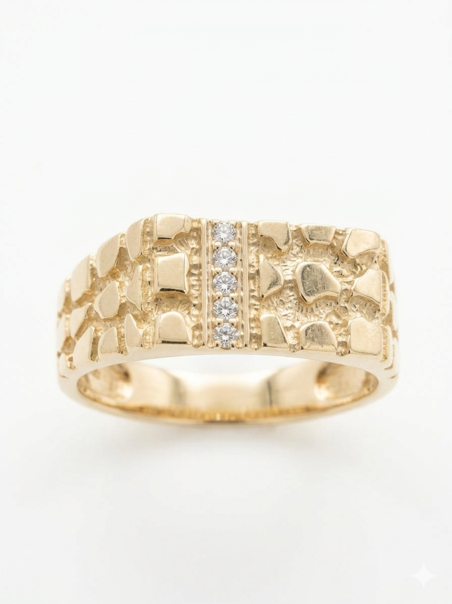 10KT CZ NUGGET RING Size 12 Weigth 4.40GRS