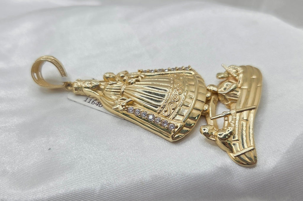 14KT CARIDAD PENDANT BODY CHAPE CZ Size MEDIUM Weight 5.7GR