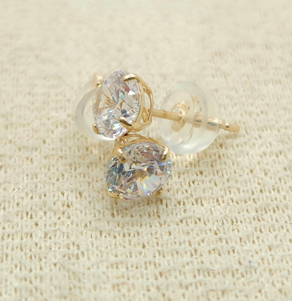 10KT ROUND SOLITAIRE EARRINGS Size 7MM