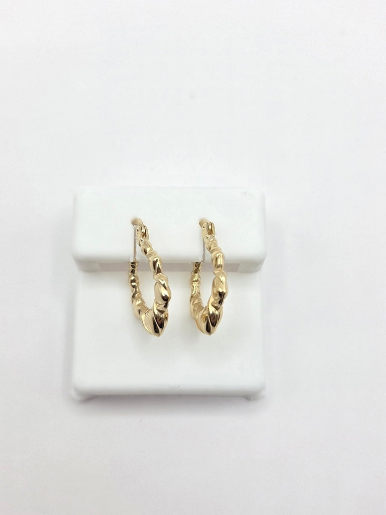 10KT SMALL HEARTS HOOPS EARRINGS Weight 1.2GR