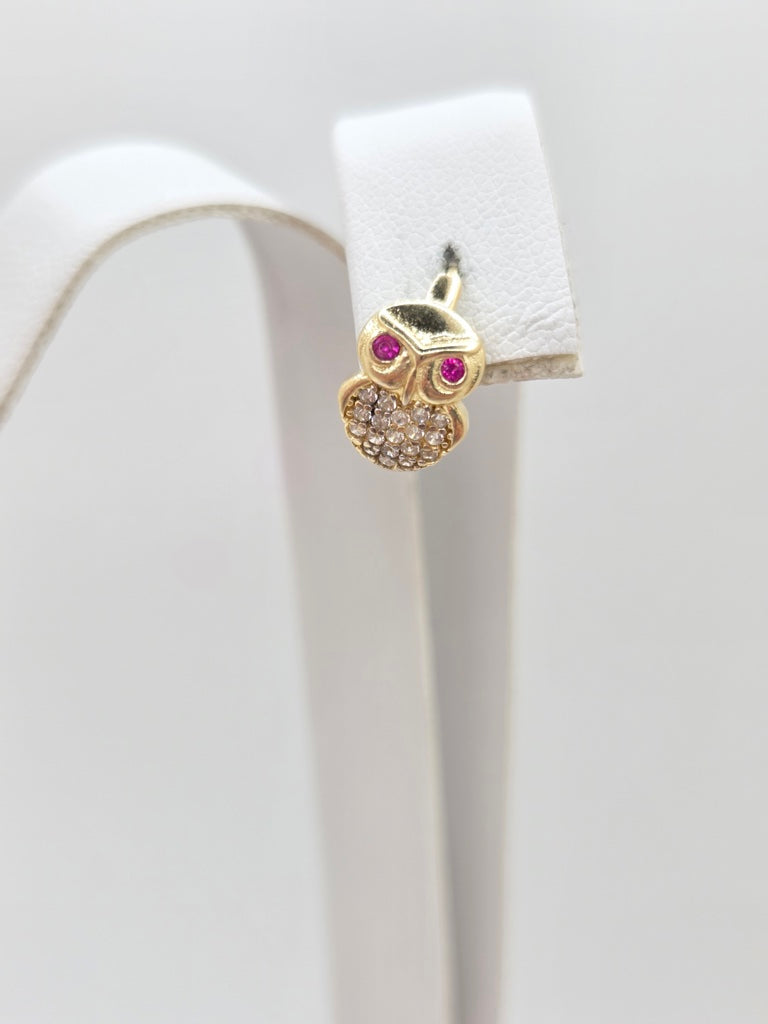 14KT SMALL OWL HOOPS EARRINGS Weight 2.1GR