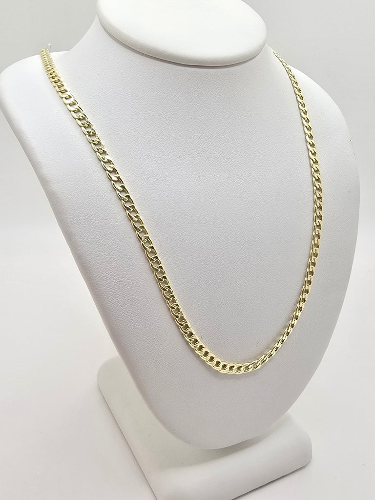 14KT HOLLOW CUBAN CURB FLAT CHAIN Size 18INCH 3MM Weight 3.3GR