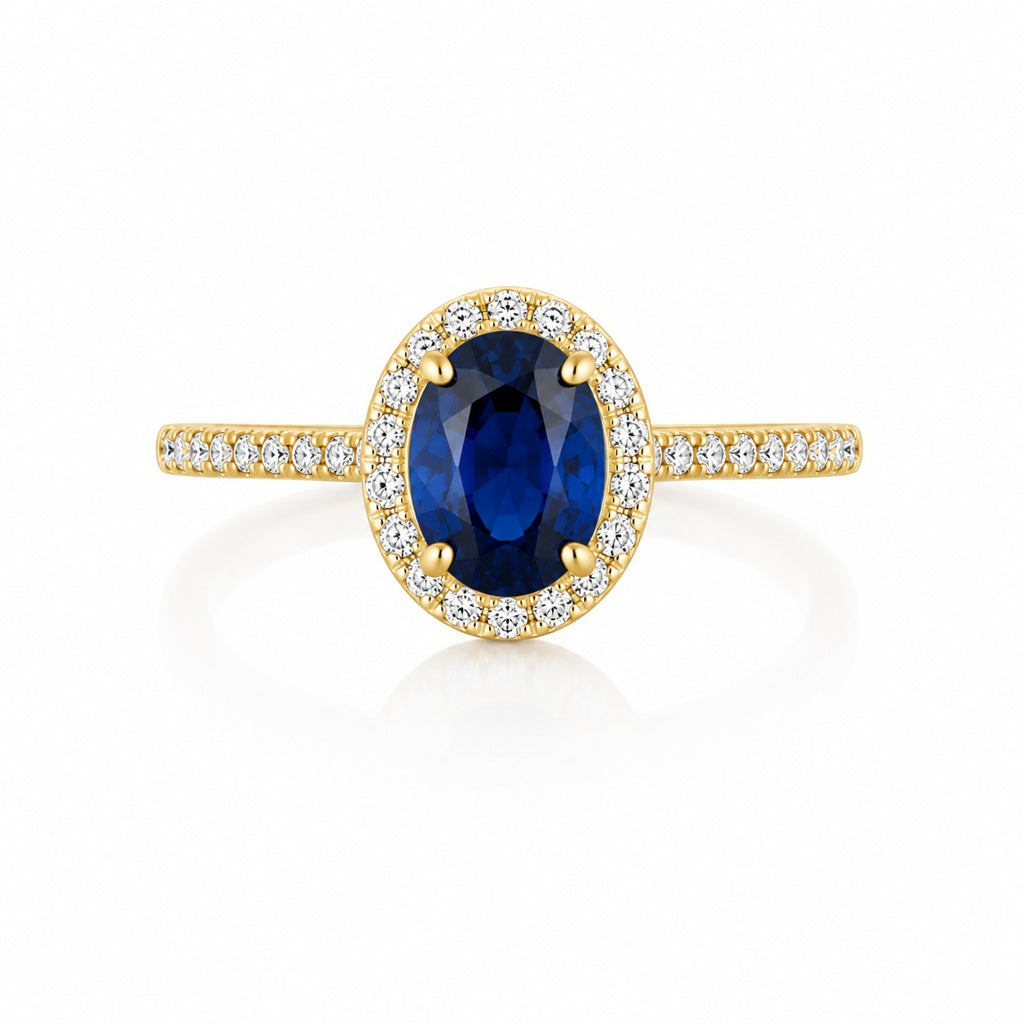 14KT BLUE STONE RING SIZE 8.5 Weigth 2.3GR