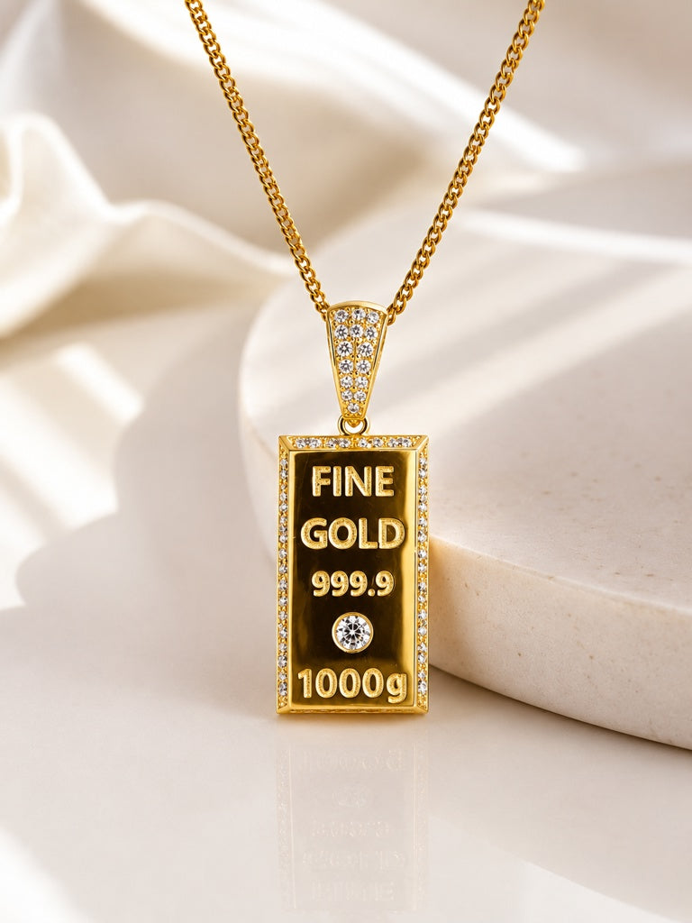 14KT ''FINE GOLD 999.9'' DESIGN PLATE PENDANT Weigth 4.9GR