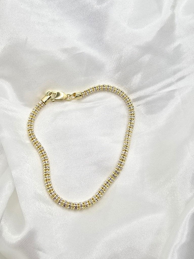 10KT ICE BRACELET Size 8INCH 4MM Weight 8.4GR
