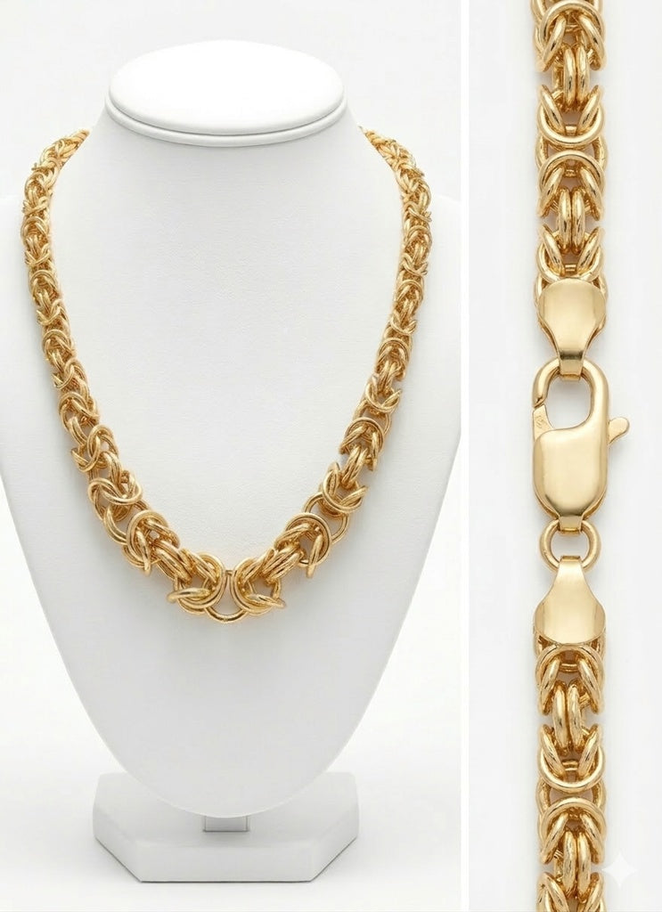 10KT DEGRADING BYZENTINE NECKLACE Size 18INCH Weight 38GR