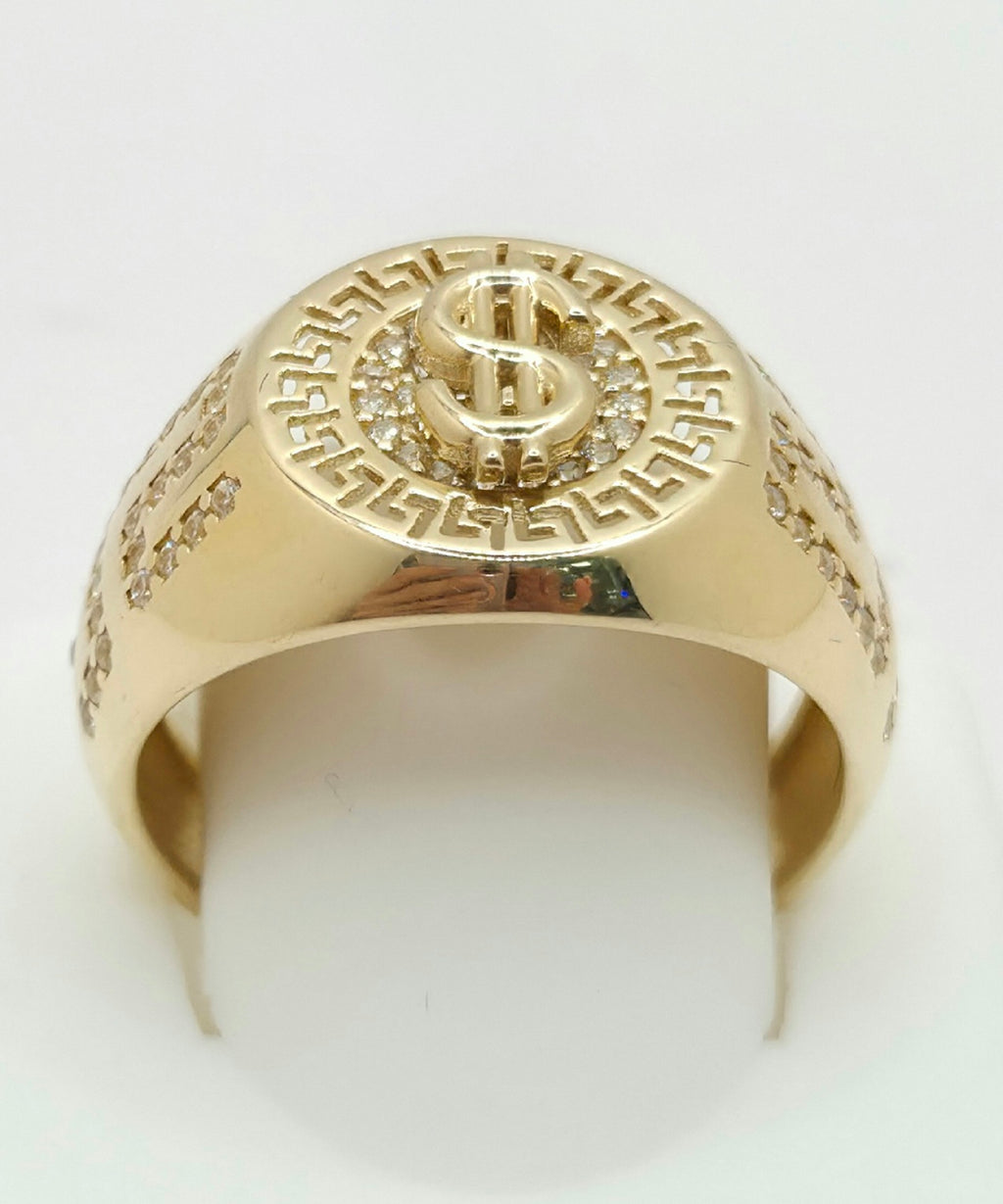 14KT MONEY SYMBOL GREEK DESIGN RING Size 12 Weight 7.3GR