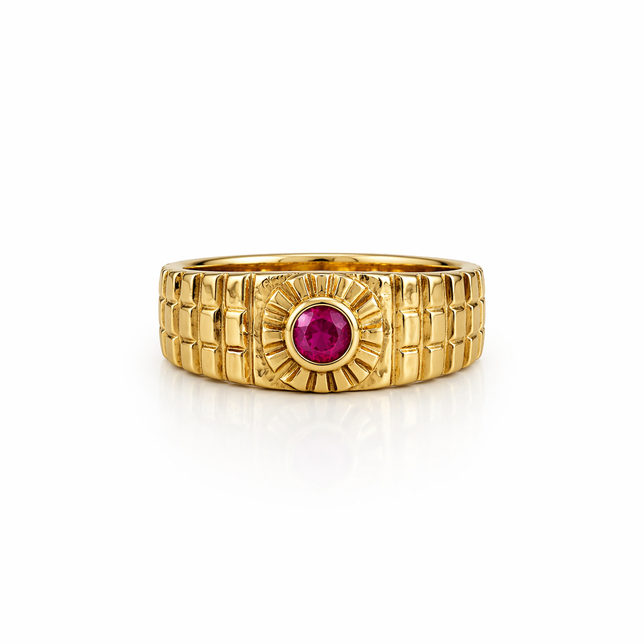 14KT PINK STONE BABY RING Size 3.4 Weigth 2.2GR