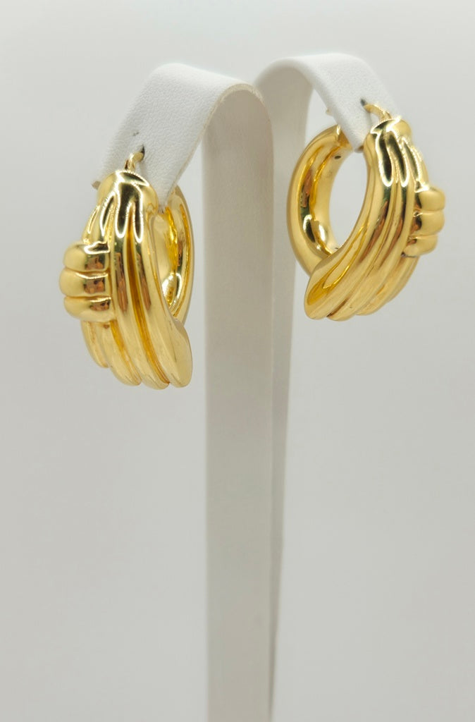 10KT MODERN ROMAN STYLE HOOPS EARRINGS Weight 6.6GR