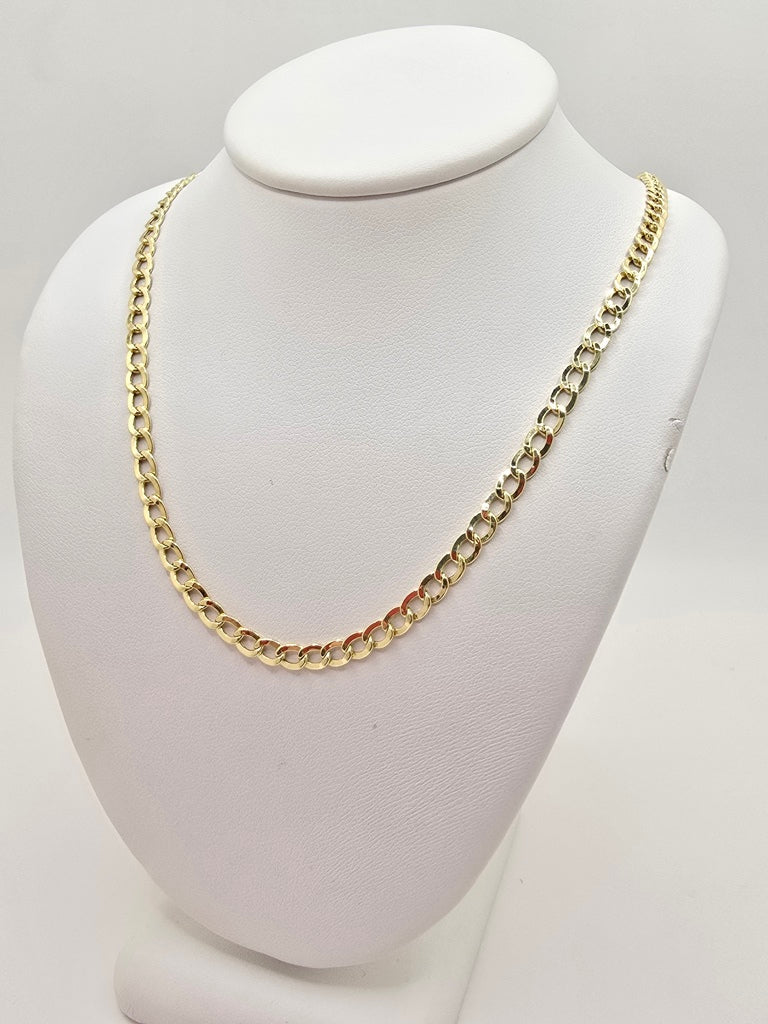 10KT HOLLOW CUBAN CURB FLAT CHAIN Size 22INCH 3.5MM Weight 4.3GR