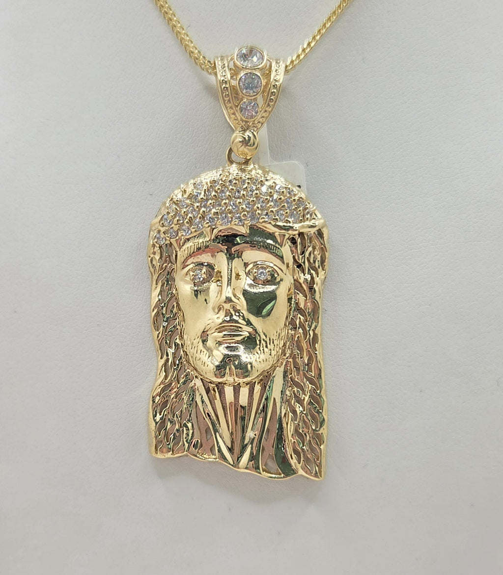 10KT JESUS FACE PENDANT CZ Size SMALL Weight 4.9GR
