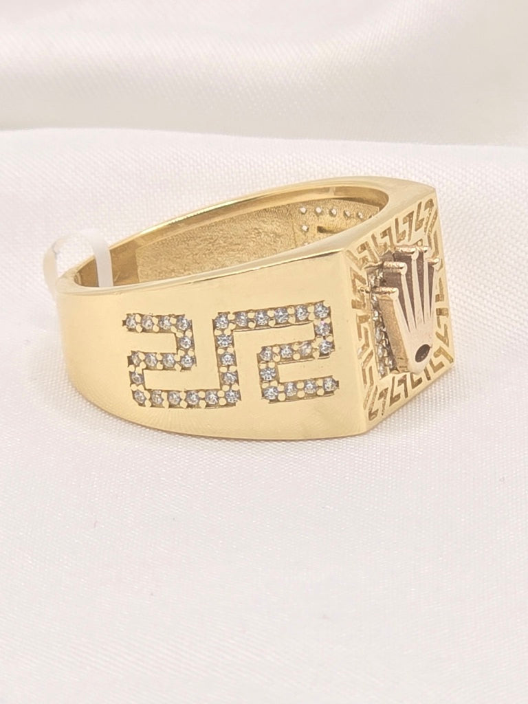 14KT ELEGANT GREEK DESIGN SQUARE CROWN RING Size 12 Weight 7.7GR