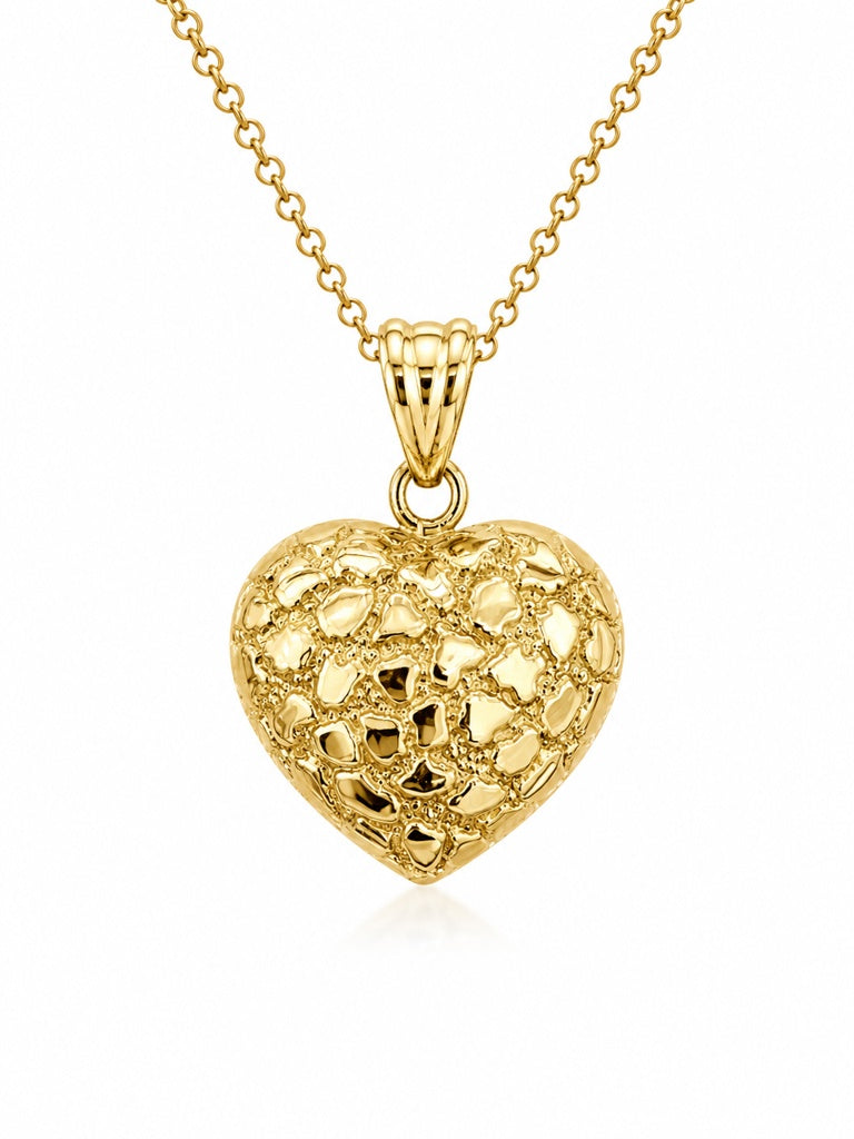 14KT NUGGETS DESIGN HEART PENDANT  Weigth 2.2GR