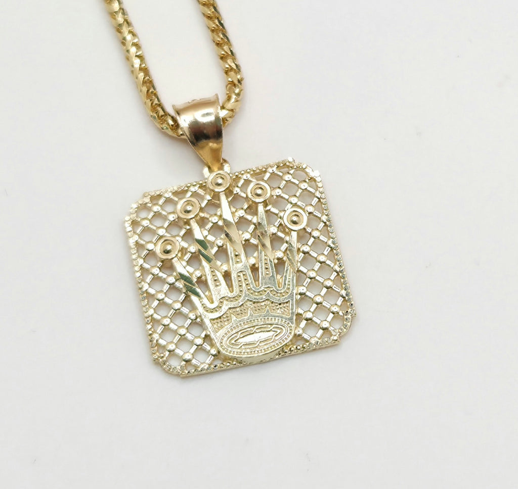 10KT MEDIUM NET BACKGROUND CROWN PENDANT Weight 3.1GR