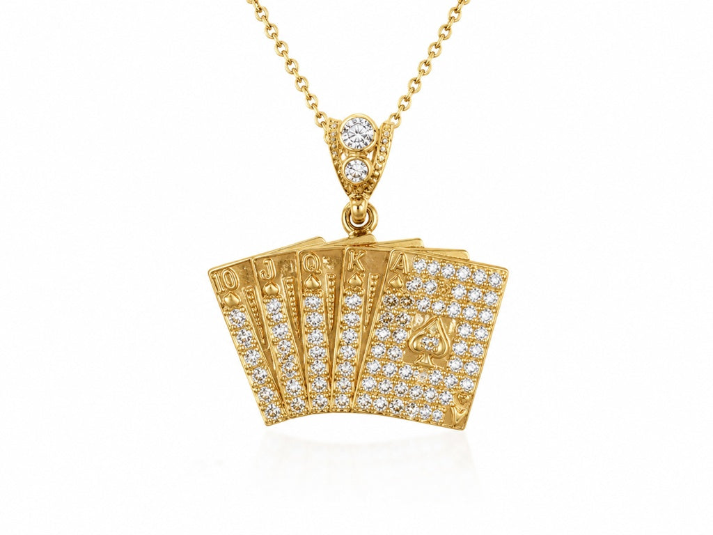 10KT CZ POKER CARDS PENDANT Size MEDIUM Weigth 4.1GR