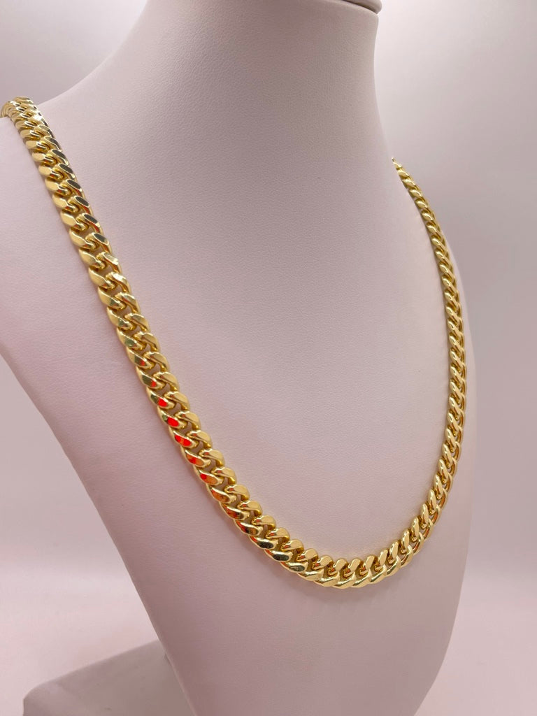 10KT SEMISOLID MIAMI CUBAN CHAIN 24INCH 7MM