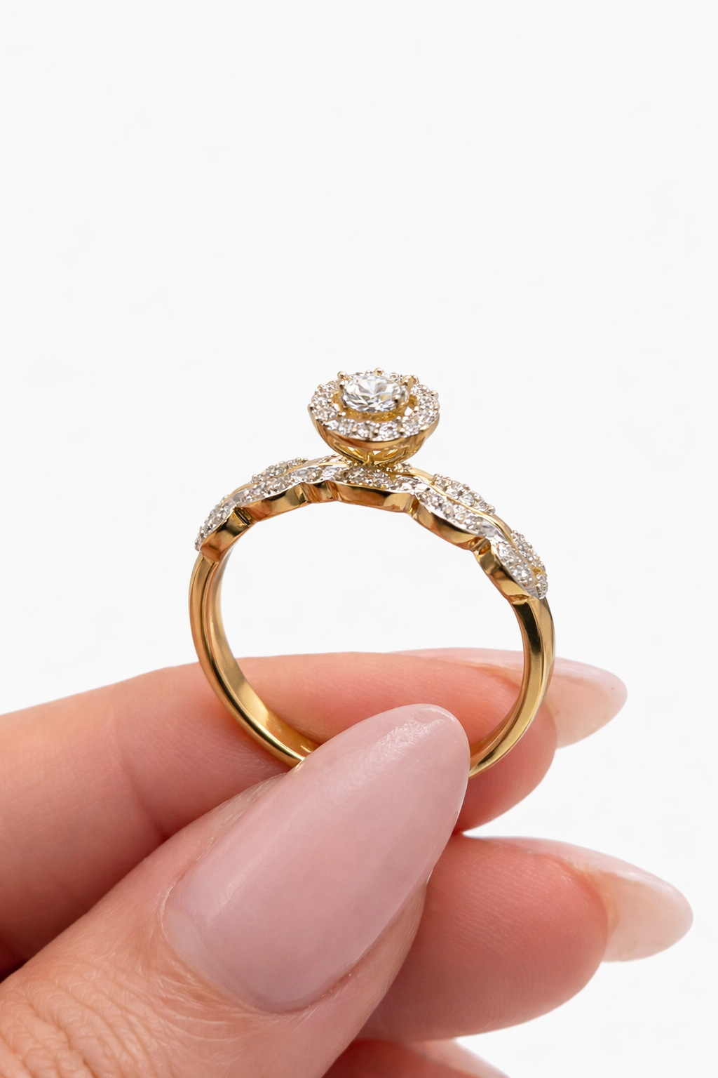 10KT CHAIN DETAILS DIAMOND SQUARE PROMISE RING Size 7/0.28CT Weigth 2.6GR