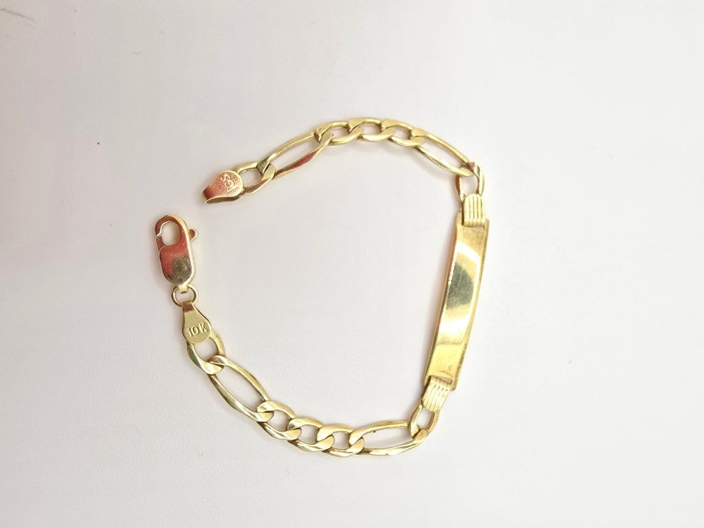 10KT FIGARO BABY ID BRACELET Size 6INCH 5.5MM Weight 3.6GR