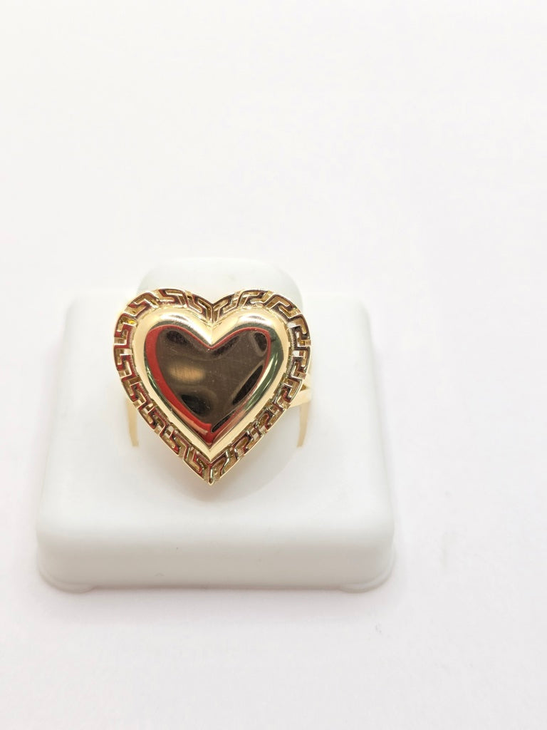 14KT GREEK STYLE HEART RING Size 7 Weight 5.2GR