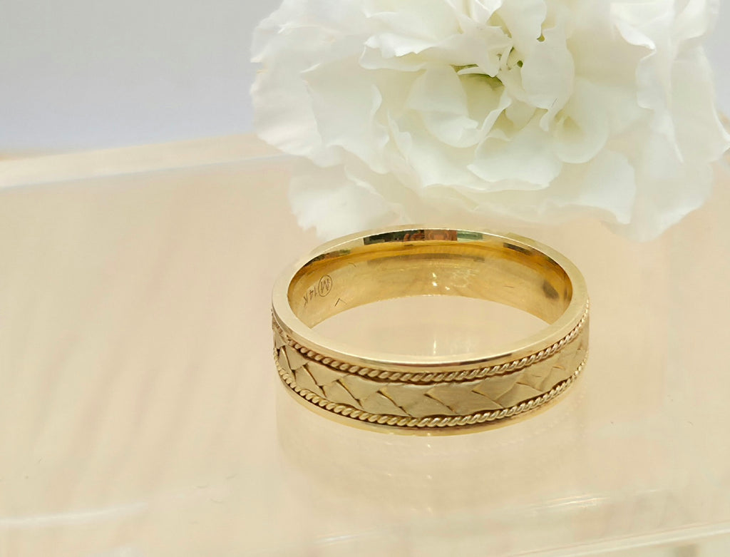 14KT BRAIDED DESIGN ENGAGEMENT MAN'S RING Size 15 8MM Weight 11GR
