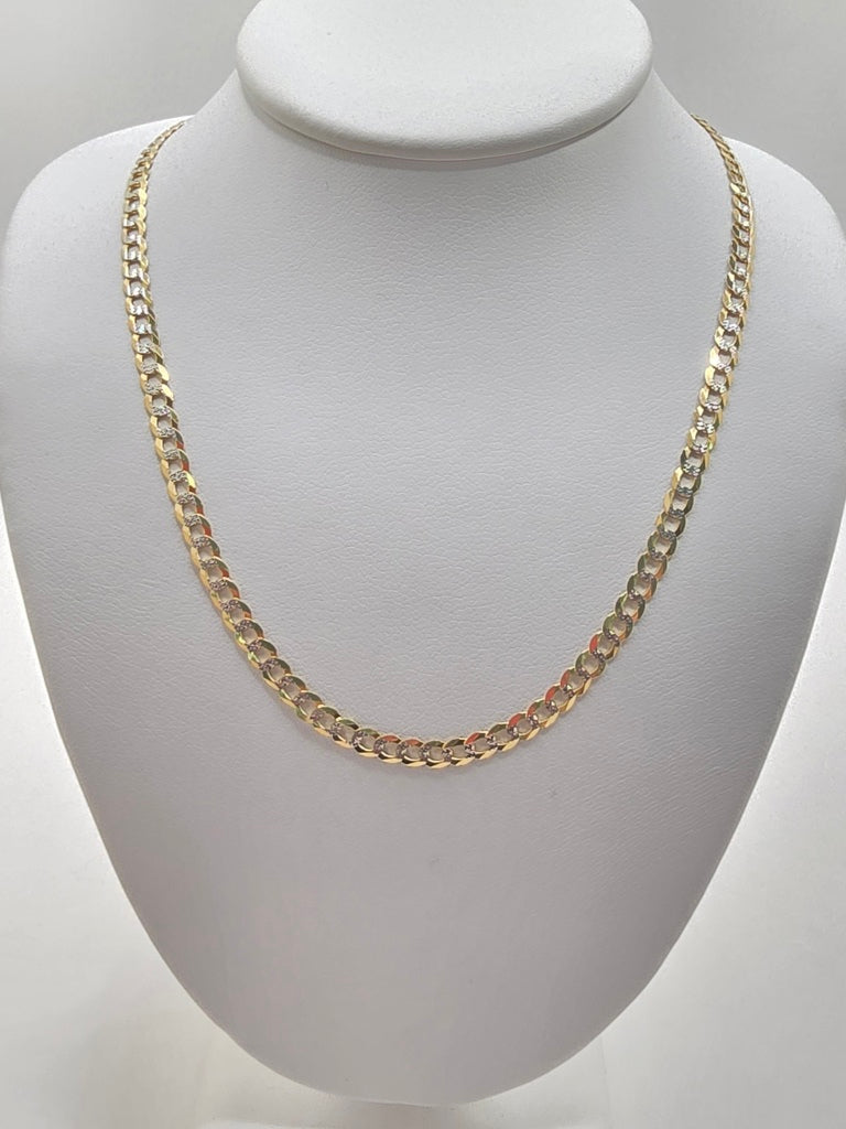 10KT TWO TONE CUBAN CURB FLAT  Size 20INCH 3MM Weight 5.6GR