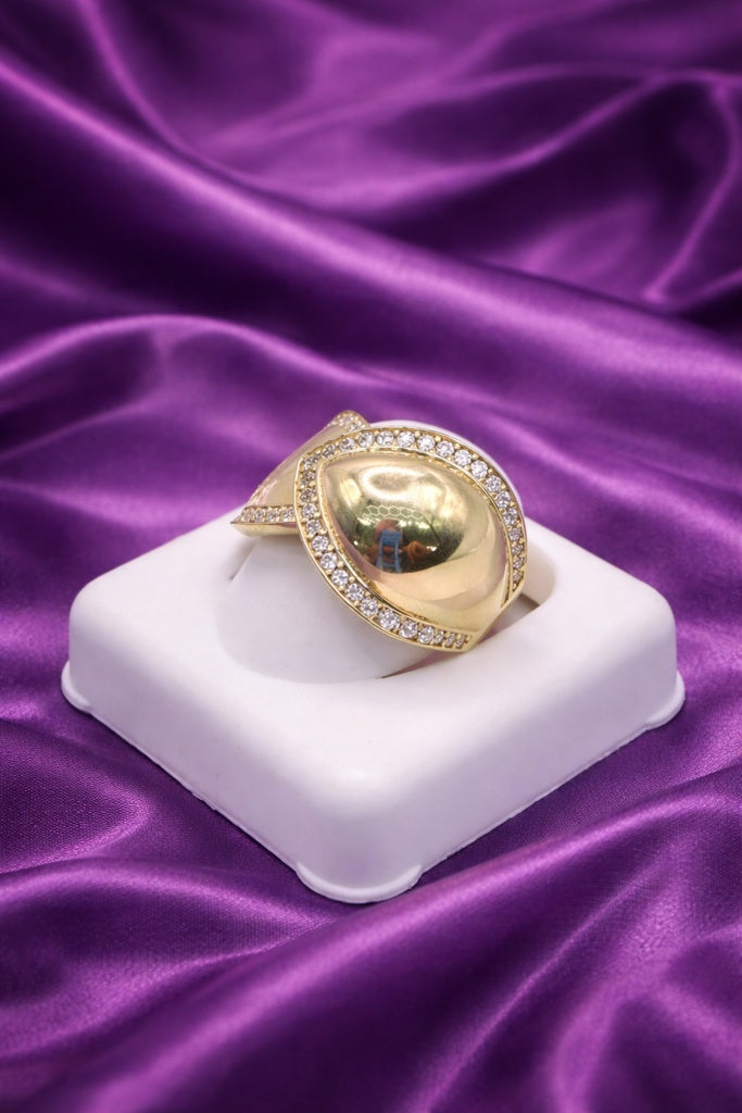 10KT MODERN LEAF DESIGN CZ FRAME RING Size 8-8.5 Weigth 2.8GR