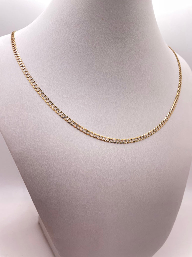 10KT TWO TONE CUBAN CURB FLAT CHAIN 20INCH 5.7MM