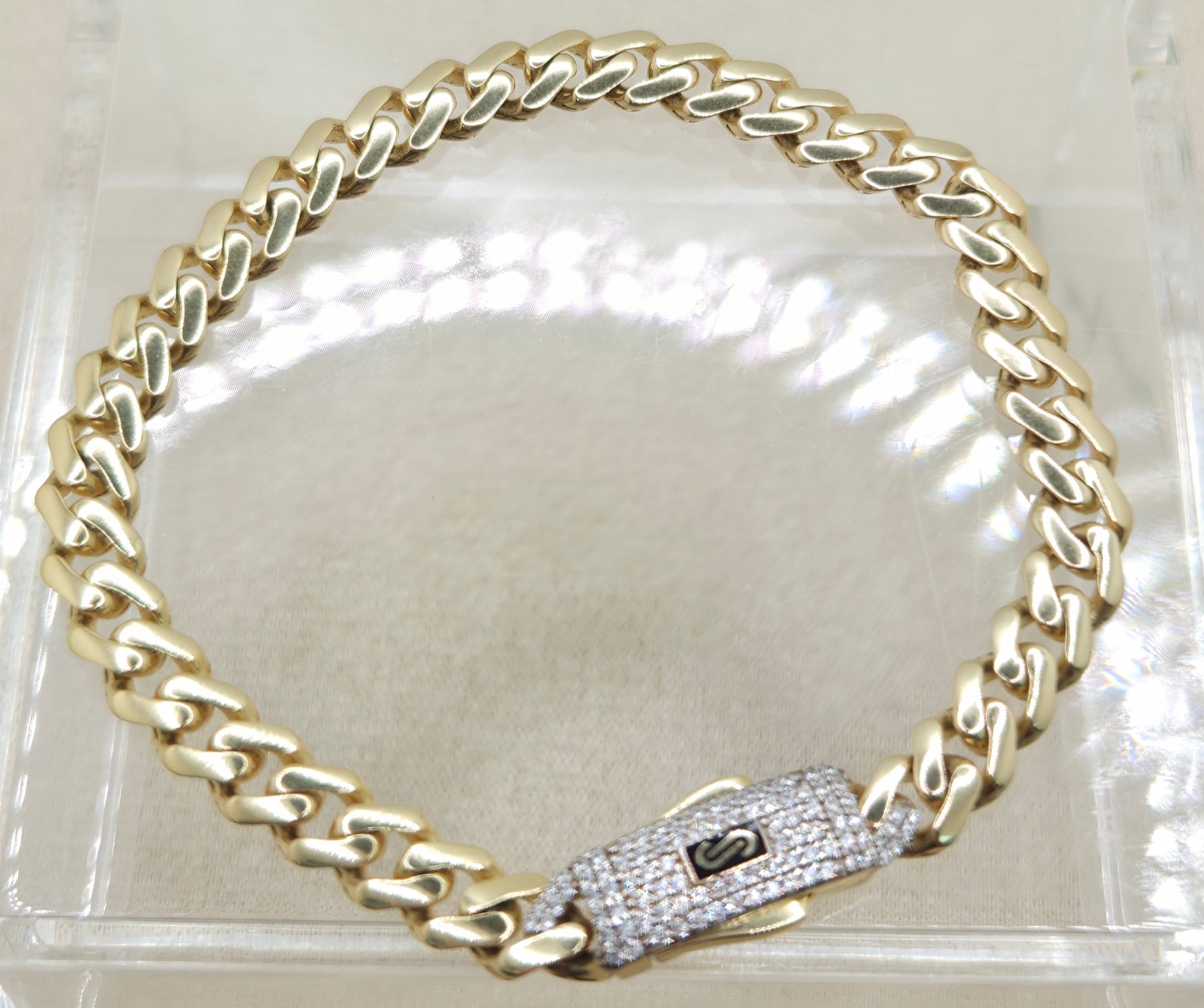 10KT MONACO BRACELET CZ Size 6.5MM 8INCH Weight 7.2GR