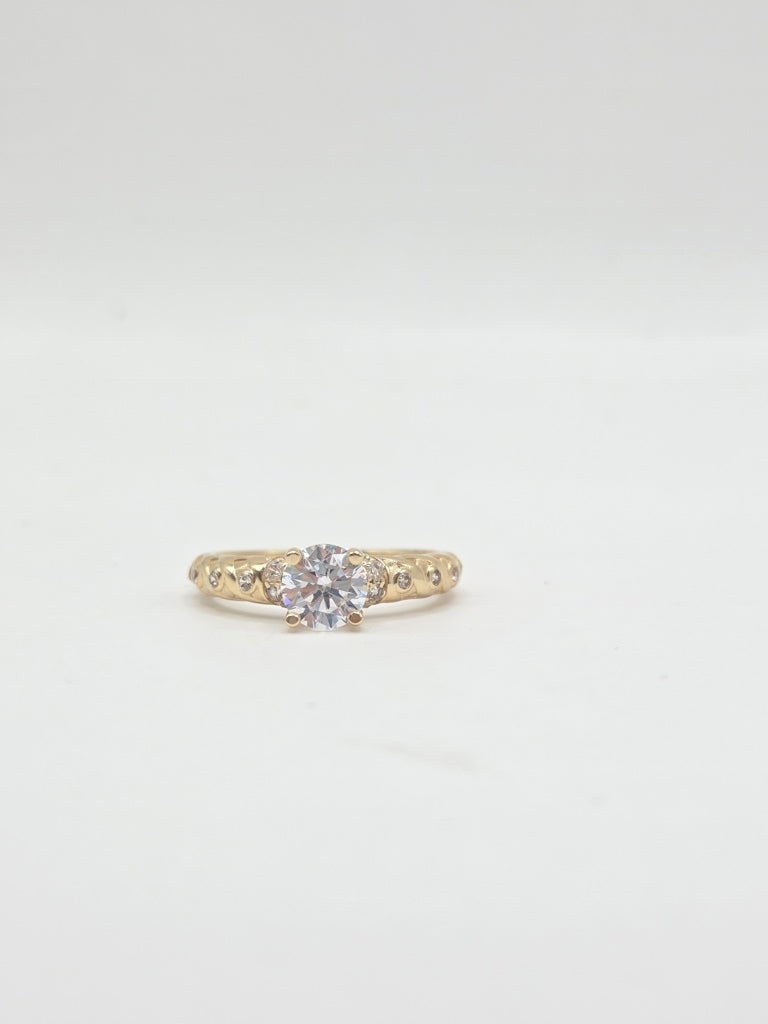 14KT ELEGANT ROPE STYLE CZ DETAILS PROMISE RING Size 7 Weigth 2.2GTR