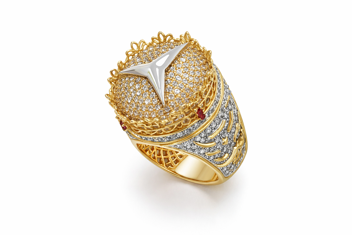 14KT TWO TONE MERCEDEZ DIAMOND RING SIZE 11
