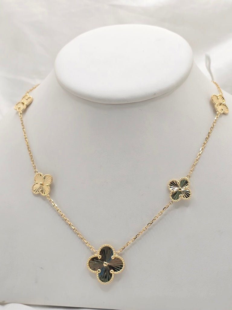 14KT MEDIUM AND LARGE FIVE GOLDEN CLOVER CHAIN Size 18INCH Weight 9.7GR