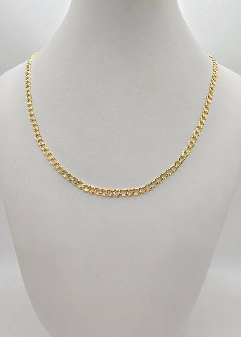 10KT HOLLOW CUBAN CURB FLAT CHAIN Size 18INCH 3.5MM Weight 4.4GR