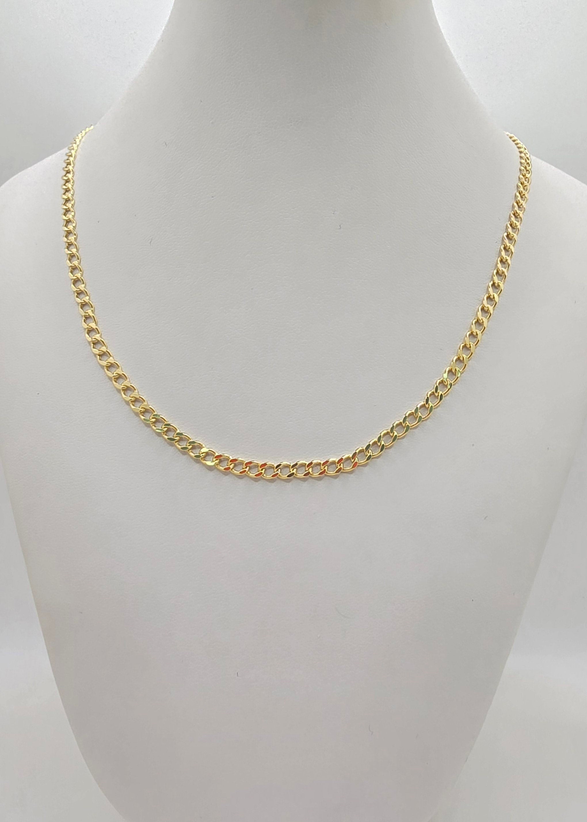 10KT HOLLOW CUBAN CURB FLAT CHAIN Size 18INCH 3.5MM Weight 4.4GR