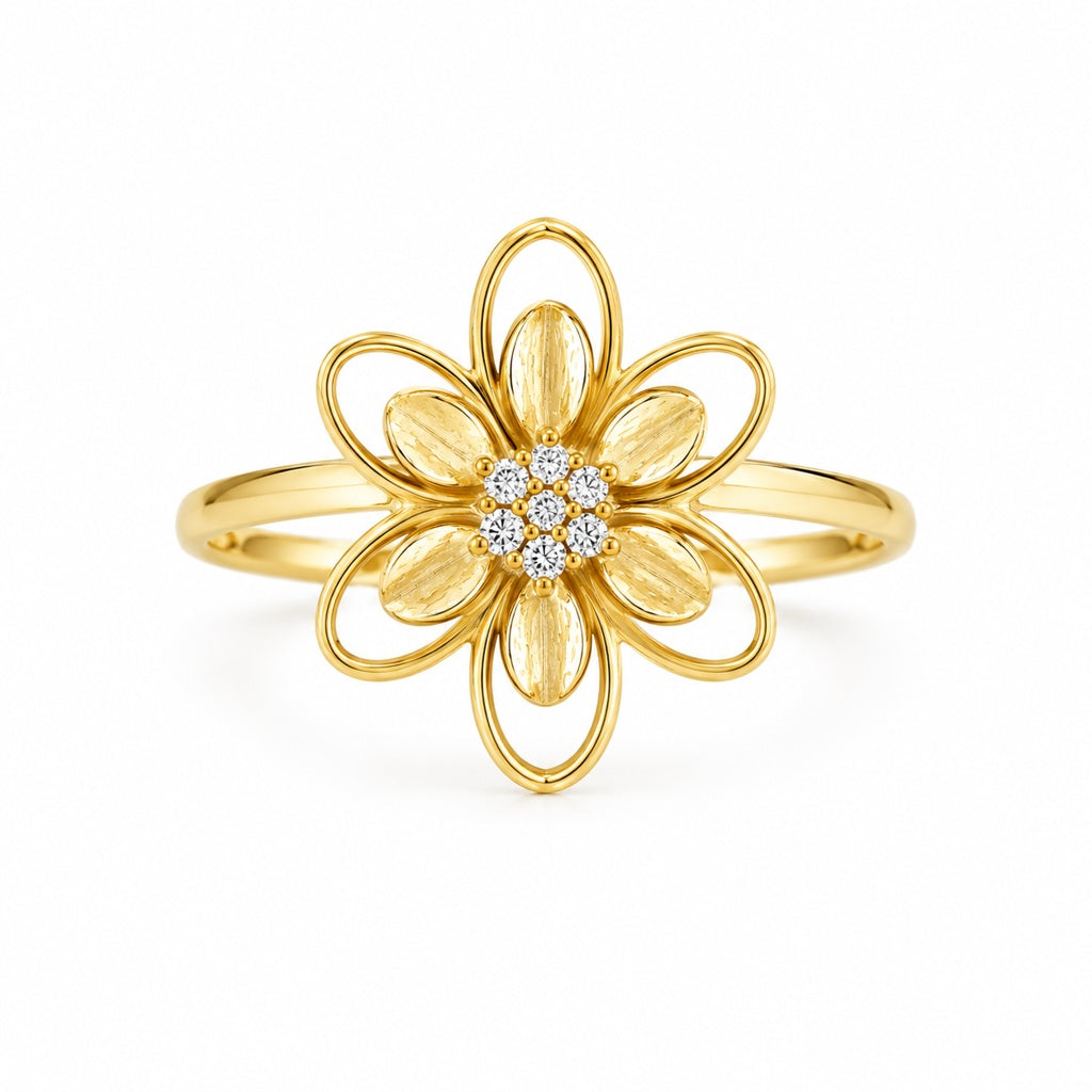 14KT ELEGANT  FLOWER SILHOUETTE WOMAN'S RING  Size 8 Weight 2.6GR