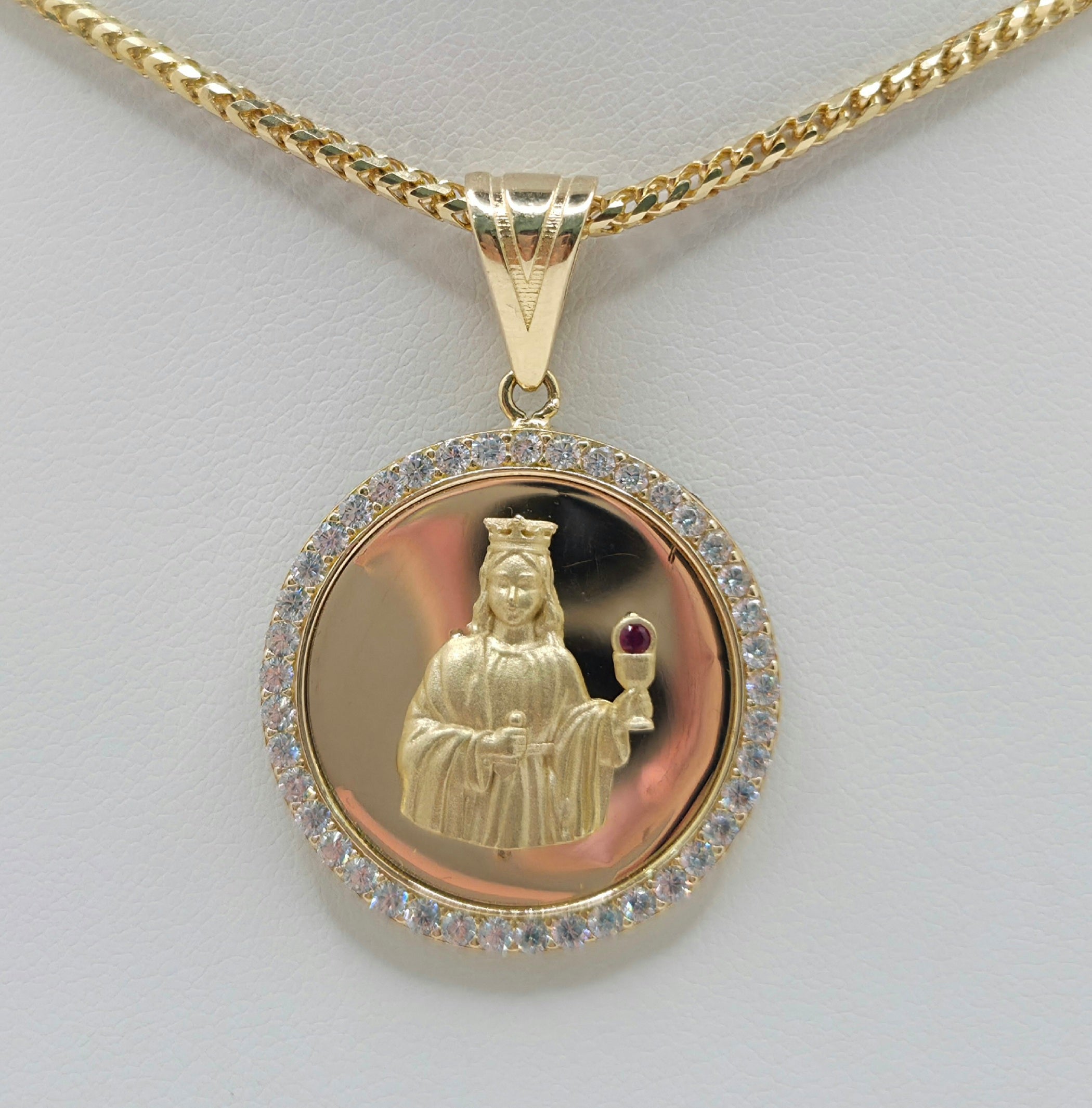 14KT CZ ROUND SANTA BARBARA PENDANT Weight 5.5GR