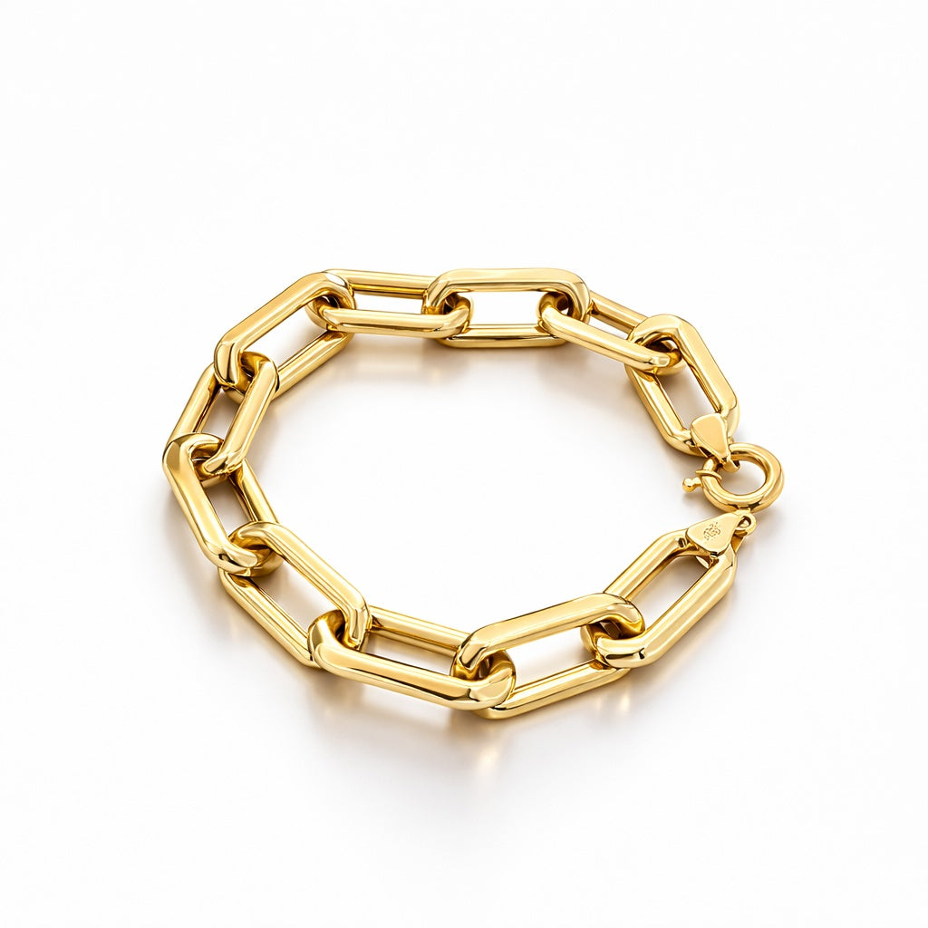 14KT BIG PAPER CLIP BRACELET Size 8INCH 7.5MM Weigth 18GR