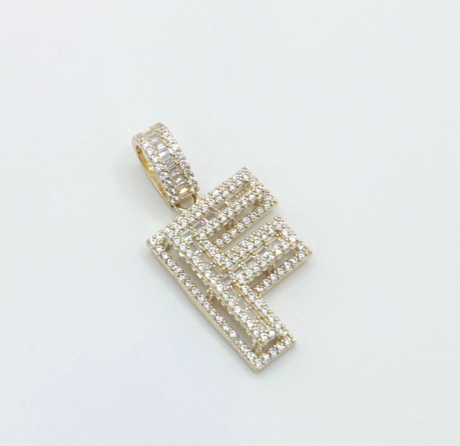 10KT SMALL CZ "F" LETTER PENDANT Weight 4.2GR
