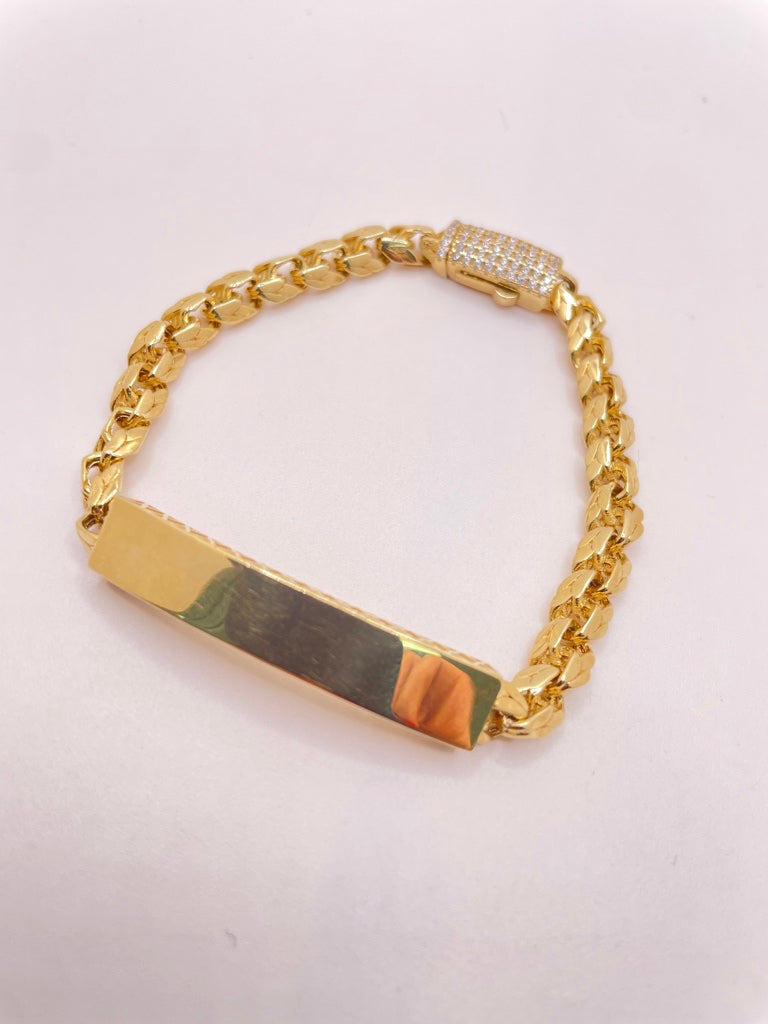 10KT ID CHINO LINK STYLE BRACELET Size 7INCH 5.5MM Weight 10GR