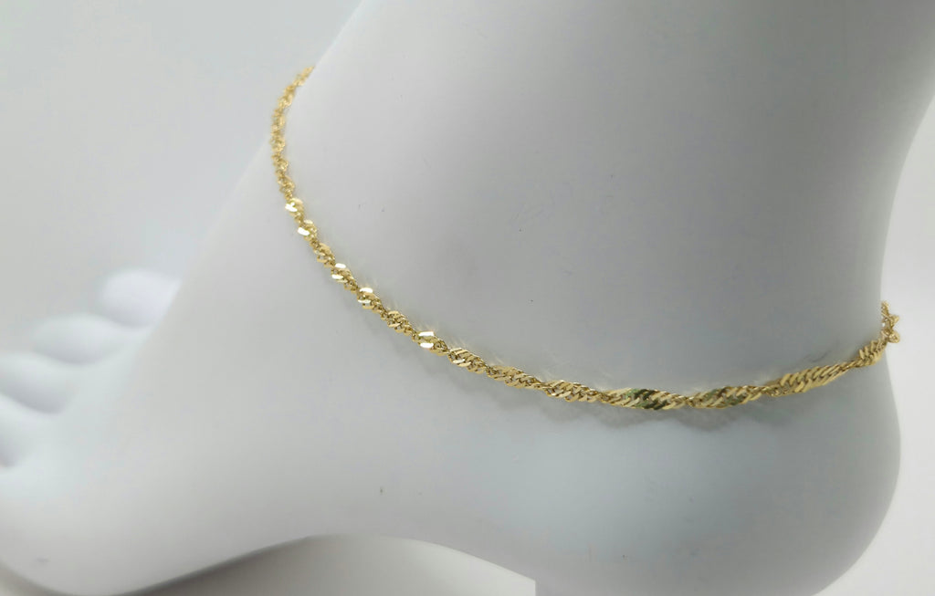 10KT SINGAPORE ANKLET BRACELET Size 10INCH Weight 2GR