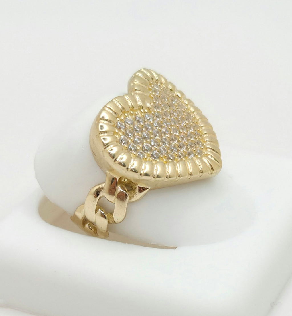 10KT ELEGANT CZ HEART RING Size 7 & 8 Weight 4.1GR