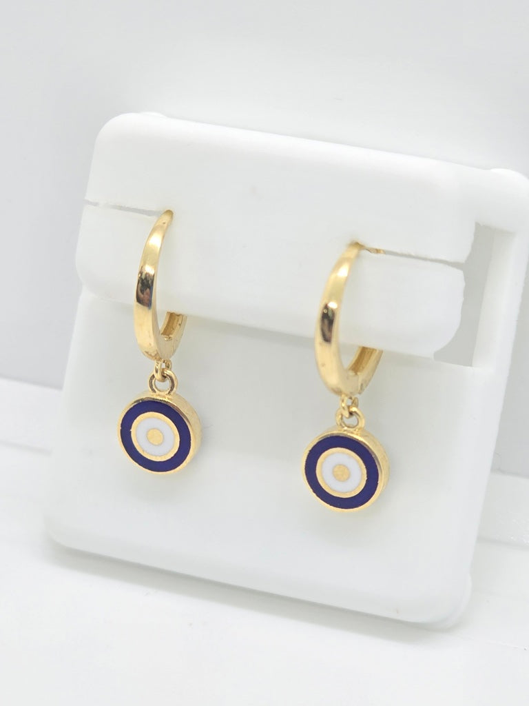 10KT PURPLE TARGET HOOP EARRINGS