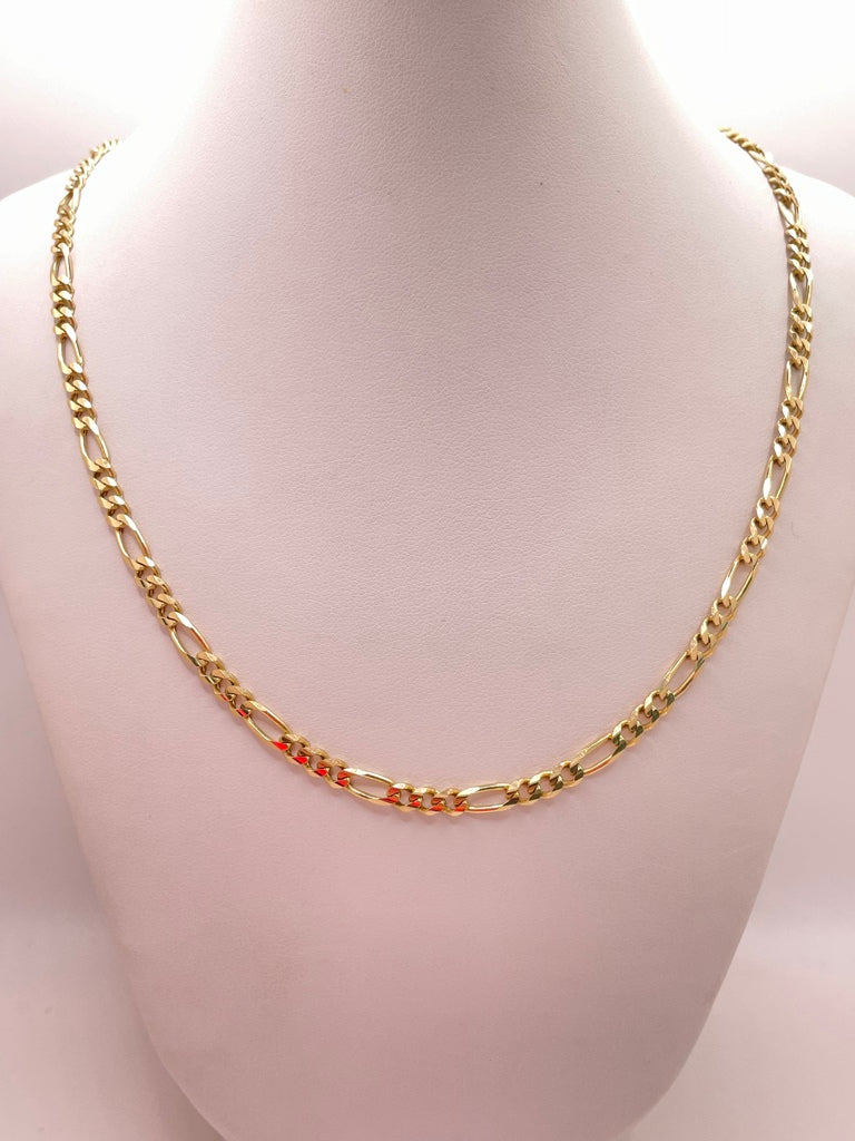 10KT FIGARO CHAIN 24INCH 4MM
