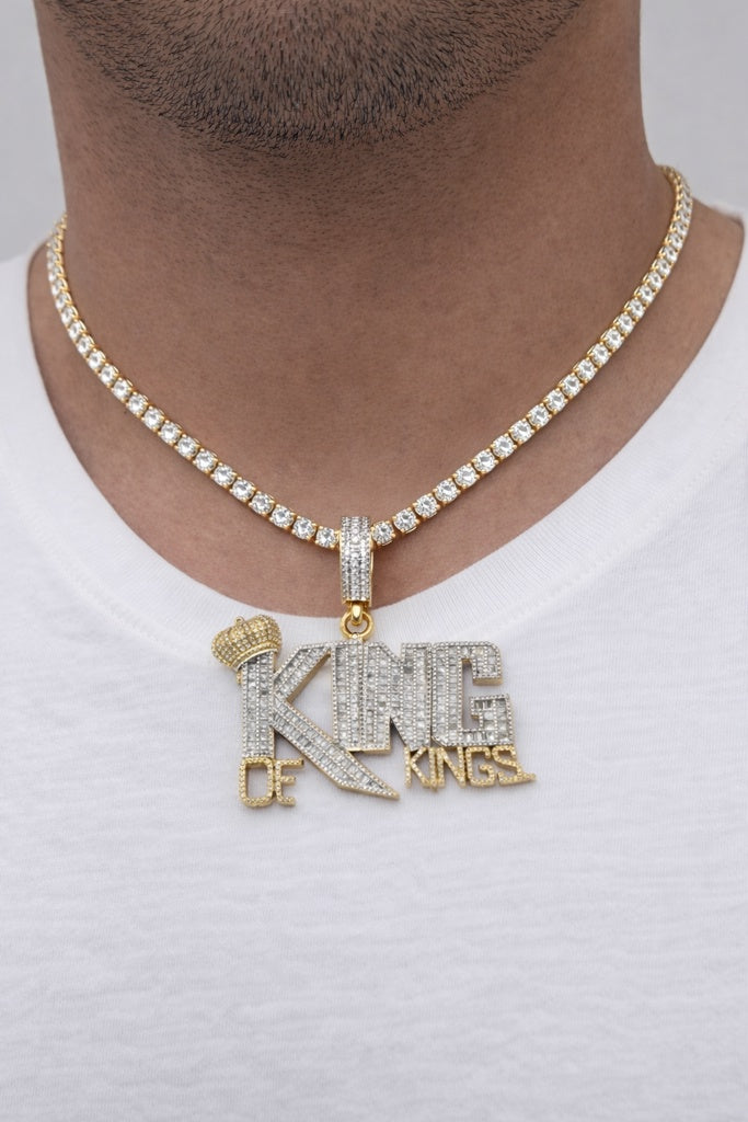 14KT EXOTIC NATURAL DIAMOND KING PENDANT Size 3.85CT / 21.99GM