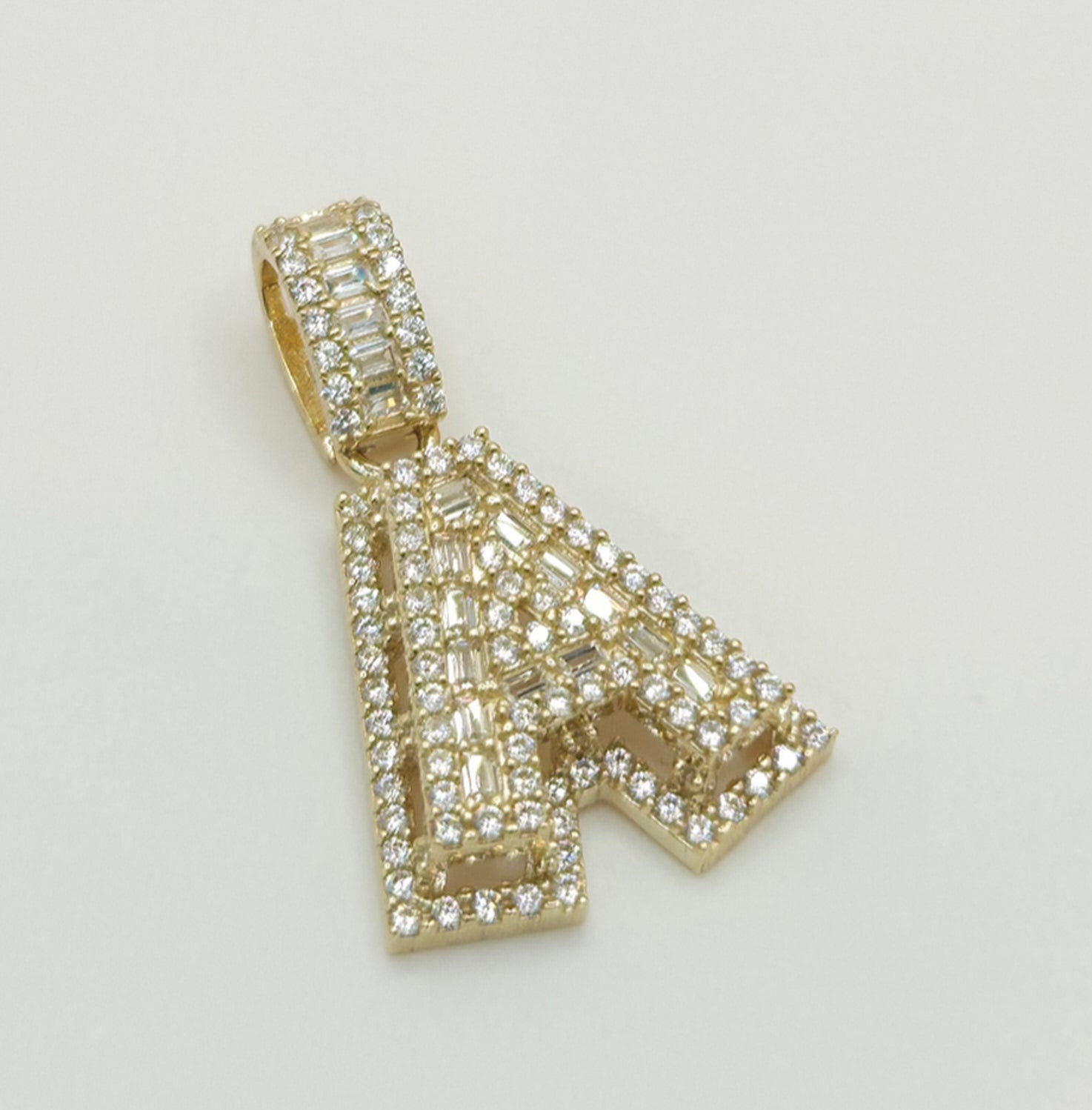 10KT SMALL CZ "A" LETTER PENDANT Weight 3.8GR