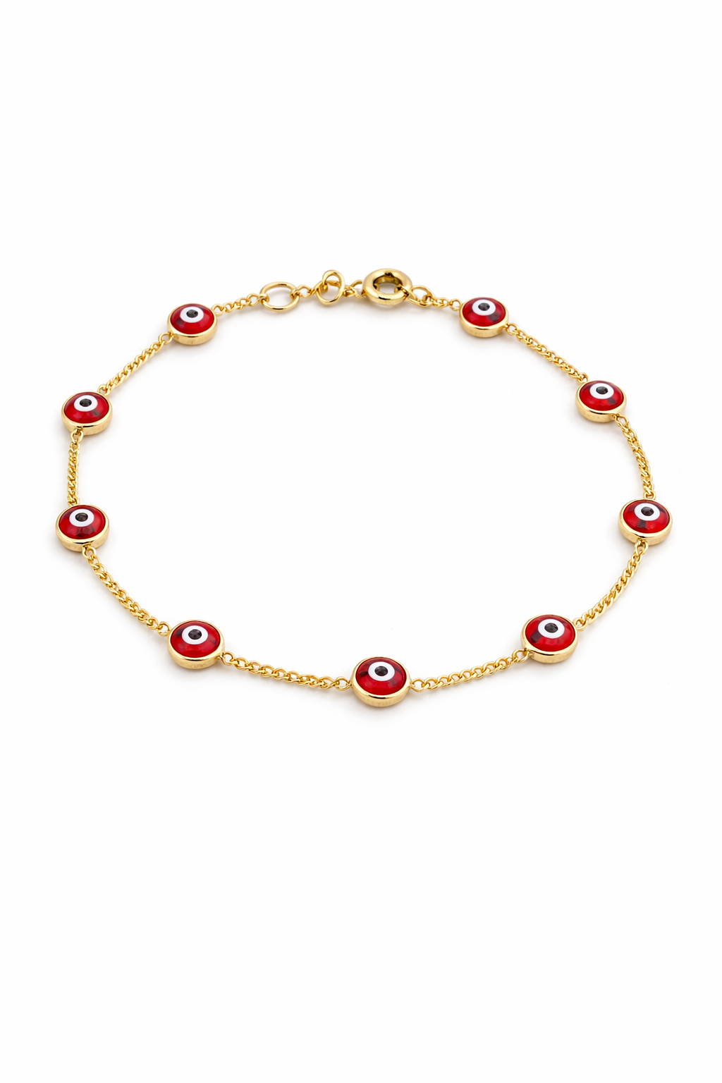 10KT RED EYE GOD LUCK BRACELET Size 7/7.5INCH Weigth 1.7GR