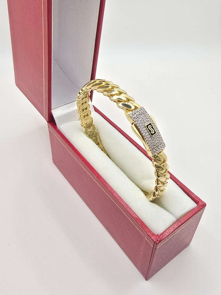 10KT CERTIFIED MONACO BANGLE CZ CLOSURE Size 8MM Weight 10.9GR
